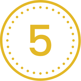 number 5 in a styled circle